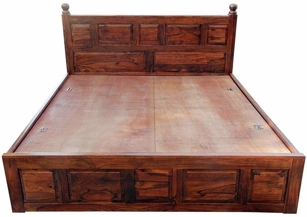 Bhagwati Art Sheesham Wood Bed with Box Storage – Lattu Design – view 4