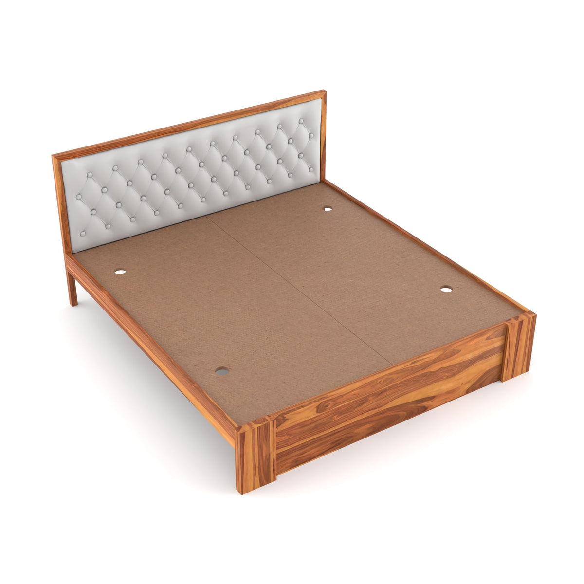 Bhagwati Art Sheesham Wood Bed without Storage – Upholstered Diamond – view 5