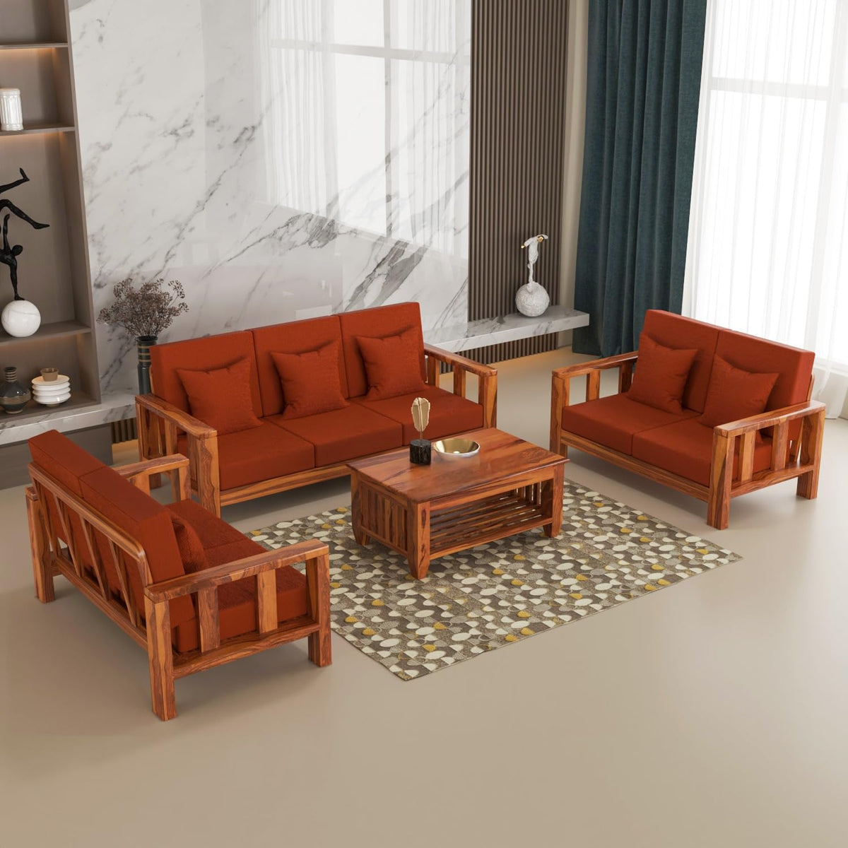 Bhagwati Art Sheesham Wood 7 Seater Sofa Set – Lounge Design – view 41