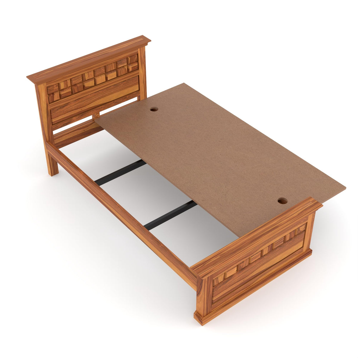 Bhagwati Art Sheesham Wood Single Bed without Storage – Chocolate – view 4