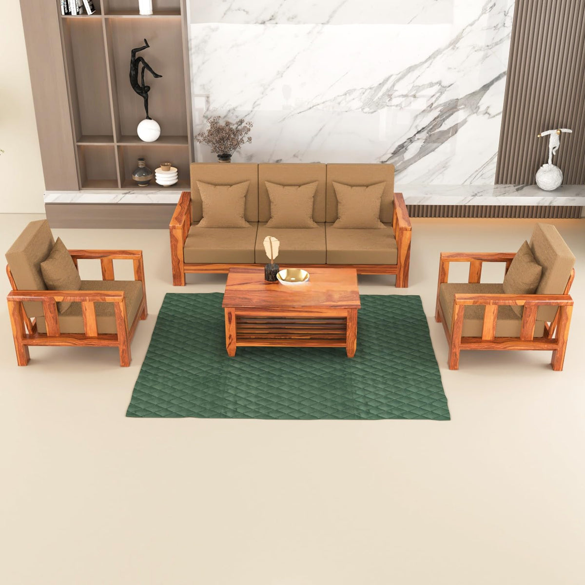 Bhagwati Art Sheesham Wood 5 Seater Sofa Set – Lounge Design – view 9
