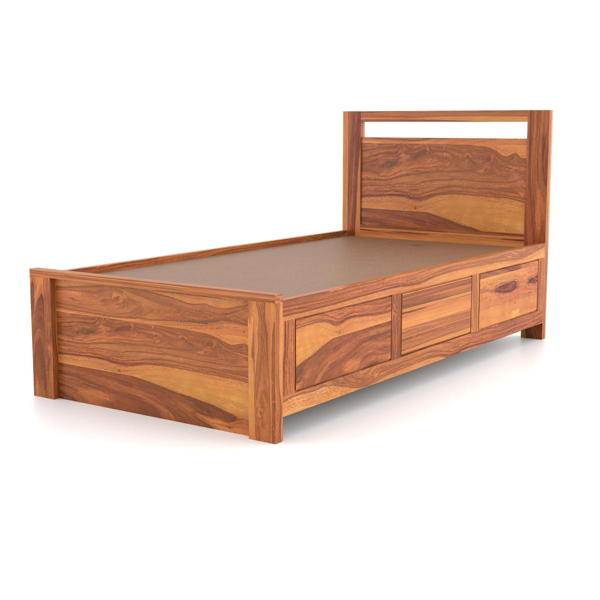 Bhagwati Art Sheesham Wood Single Bed with Hydraulic Storage – Modern – view 3