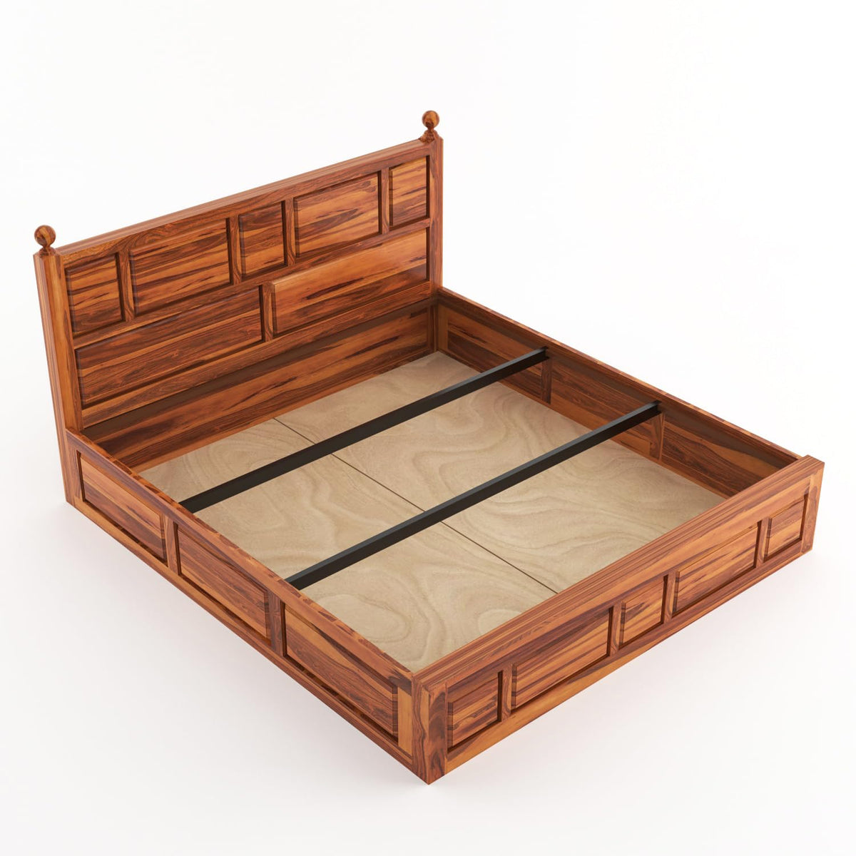 Bhagwati Art Sheesham Wood Bed with Box Storage – Lattu Design – view 13