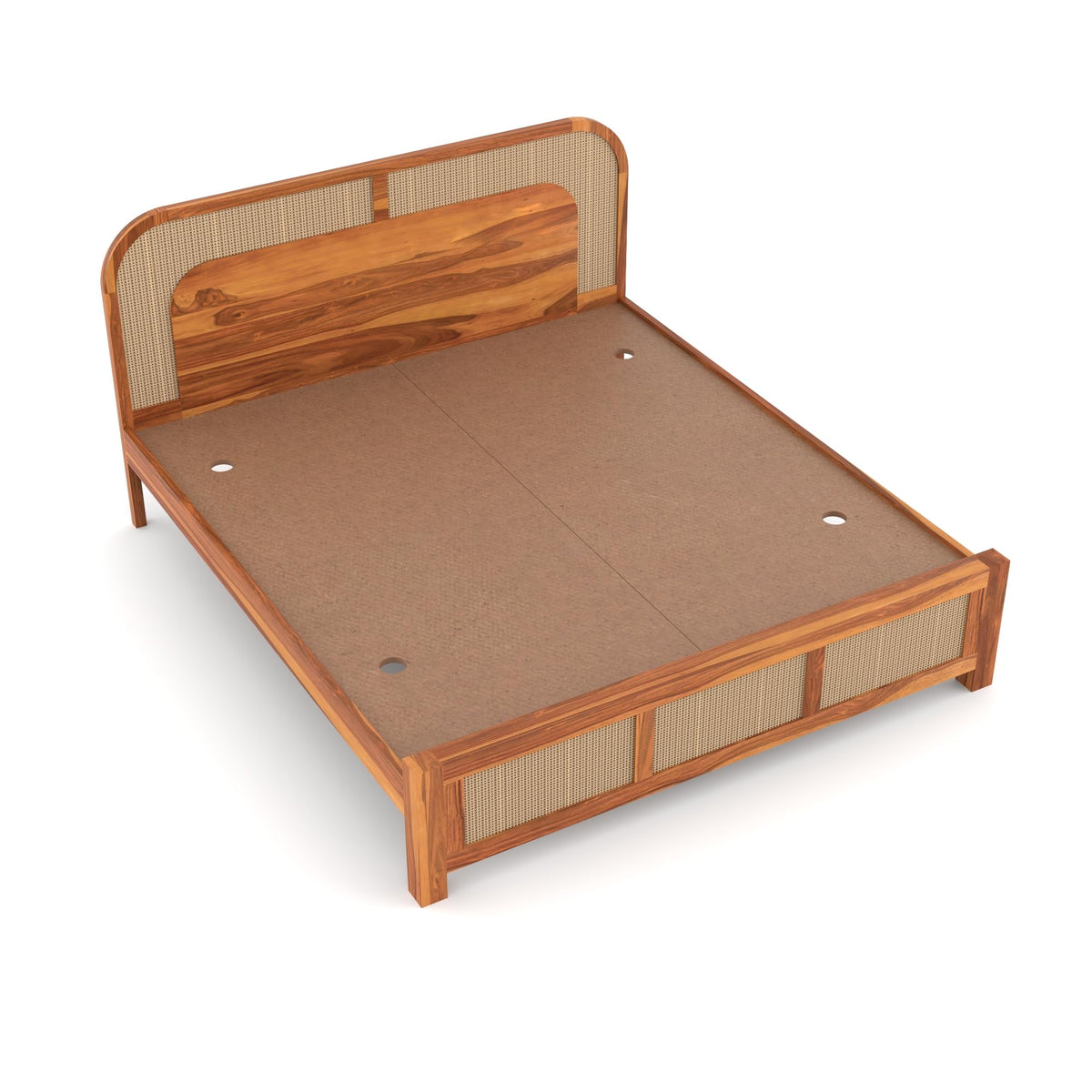 Bhagwati Art Sheesham Wood Bed without Storage – 5 Jali Rattan Cane – view 6