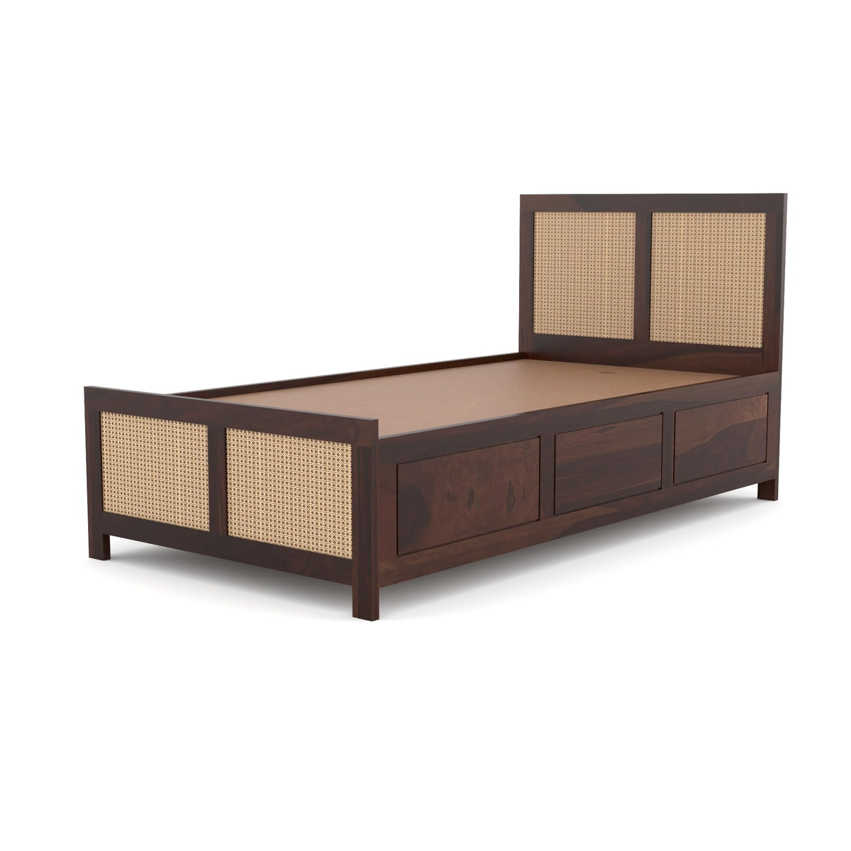 Bhagwati Art Sheesham Single Bed with Box Storage – 4 Jali Rattan Cane – view 13
