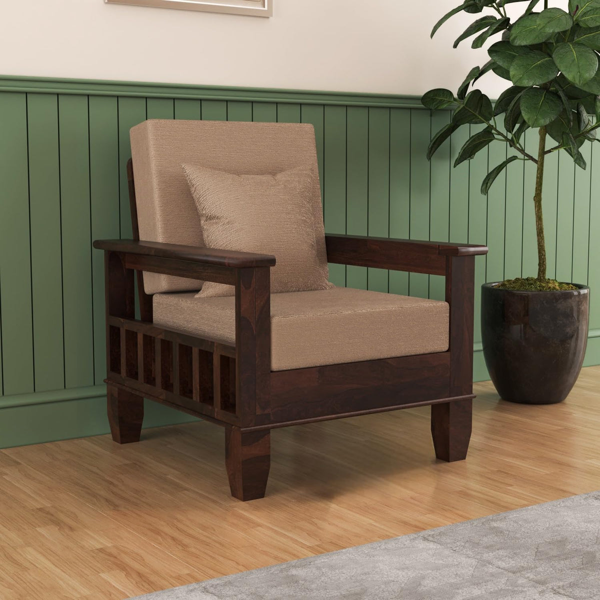 Bhagwati Art Sheesham Wood 1 Seater Sofa – Classic Design – view 21