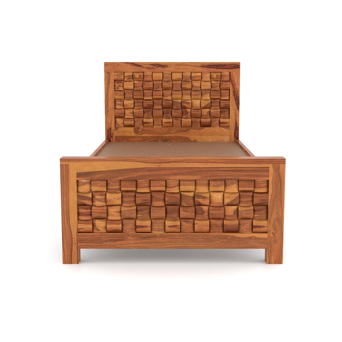 Bhagwati Art Sheesham Wood Single Bed without Storage – Niwar Design – view 3