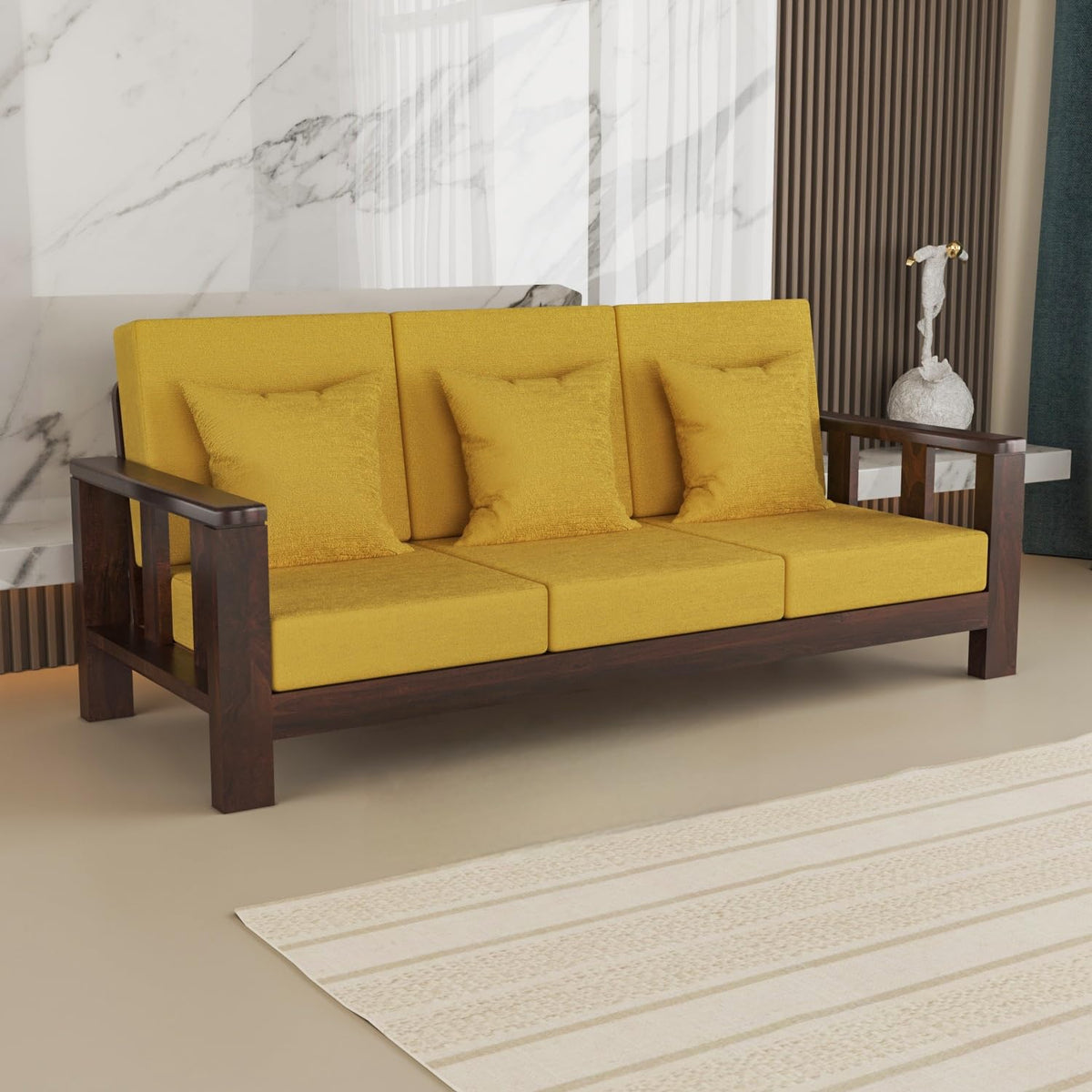 Bhagwati Art Sheesham Wood 3 Seater Sofa – Lounge Design – view 16