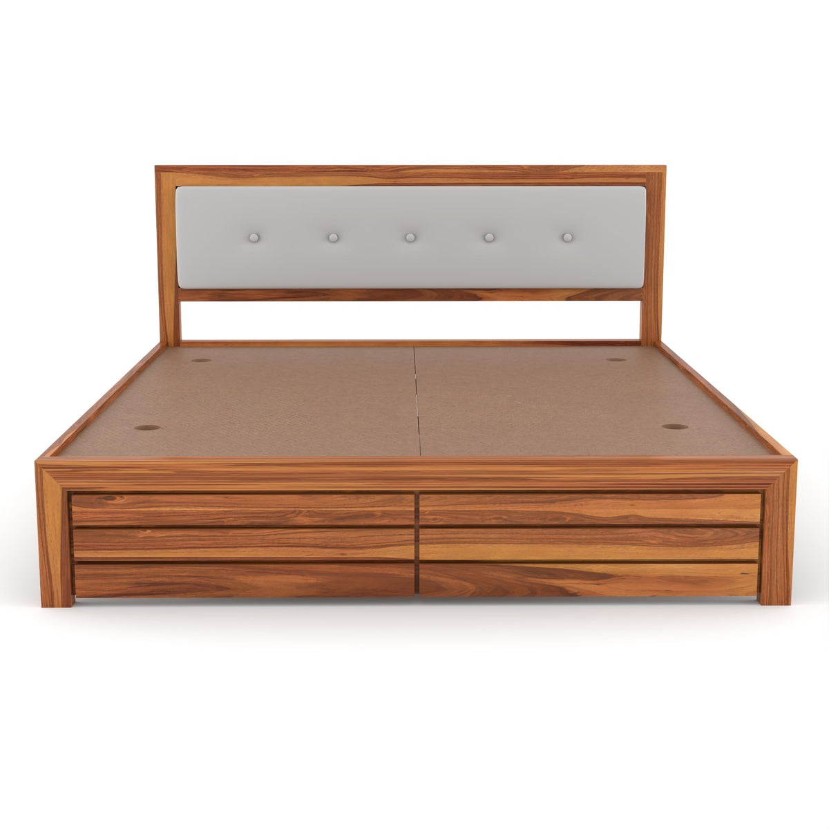 Bhagwati Art Sheesham Wood Bed without Storage – Upholstered Button – view 5