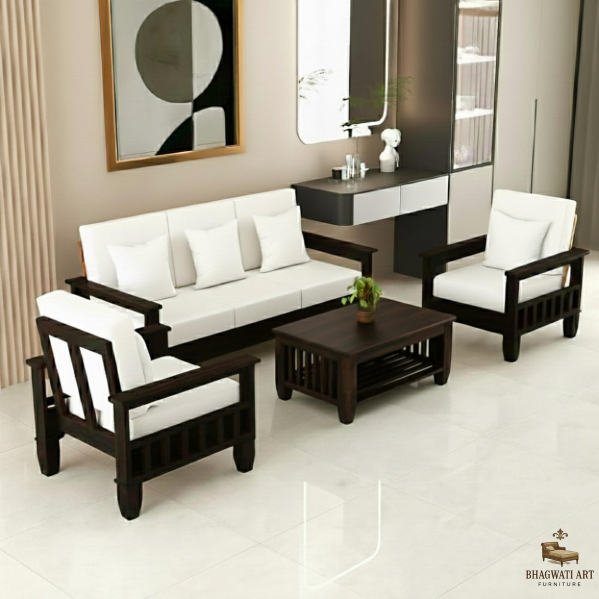 Bhagwati Art Sheesham Wood 5 Seater Sofa Set – Classic Design – view 48