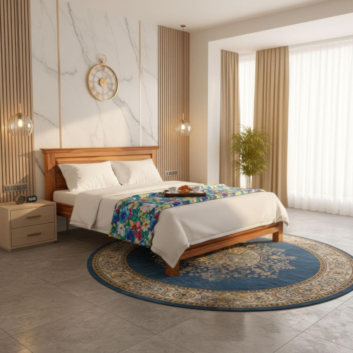 Bhagwati Art Sheesham Wood Single Bed without Storage – 1 Dalla Design in Honey Finish