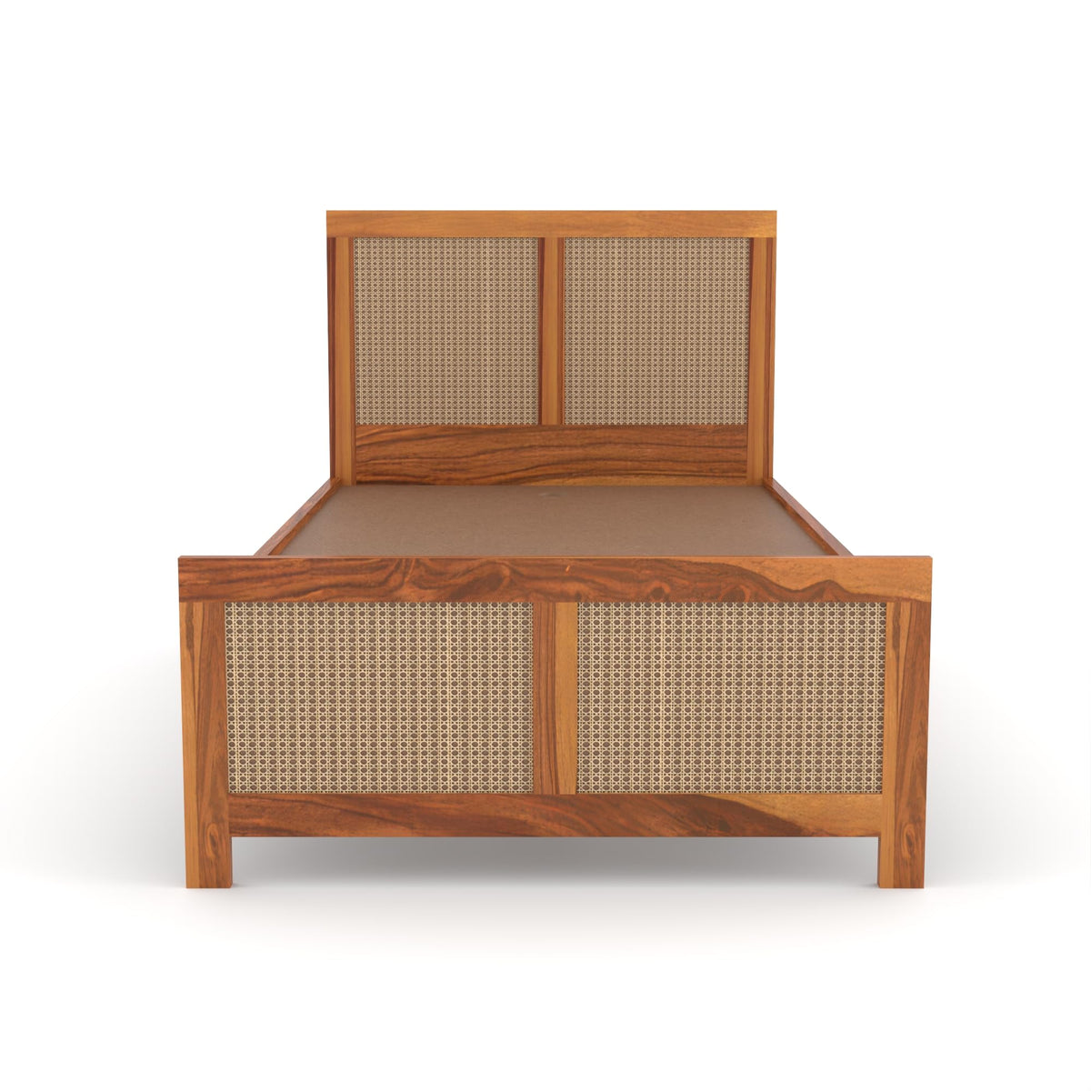 Bhagwati Art Sheesham Single Bed without Storage – 4 Jali Rattan Cane – view 7
