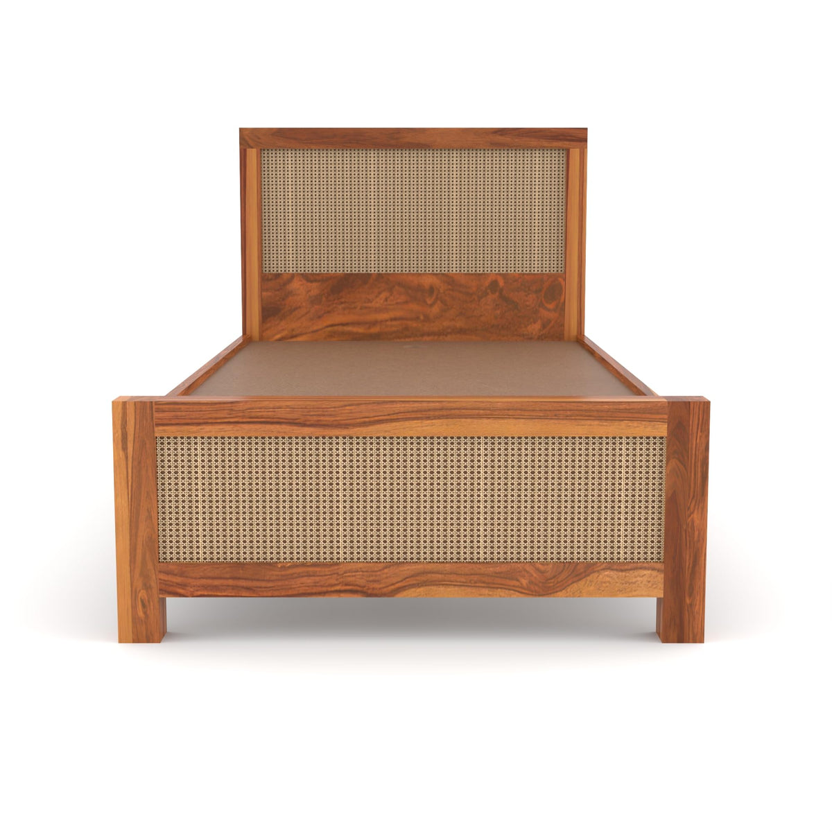 Bhagwati Art Sheesham Single Bed without Storage – 2 Jali Rattan Cane – view 2