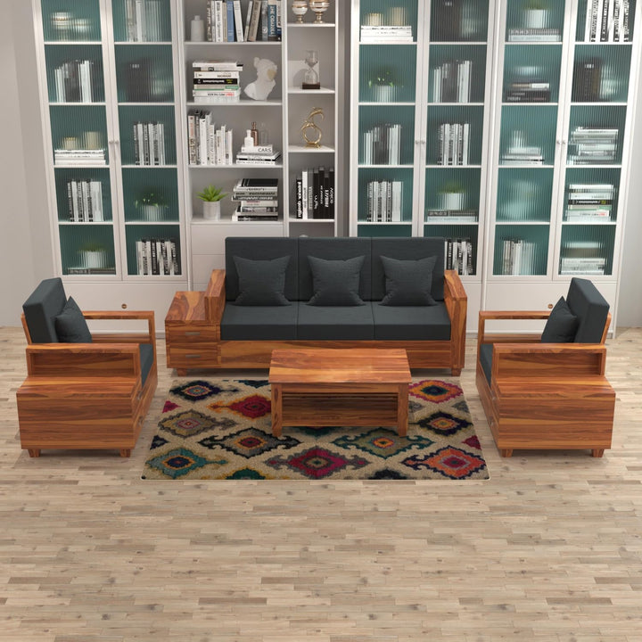 Bhagwati Art Sheesham Wood 5 Seater Sofa Set with Drawer Storage – view 1